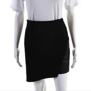 Helmut Lang  Black Side Zip  Leather Trim Skirt, Sz 10, EUC